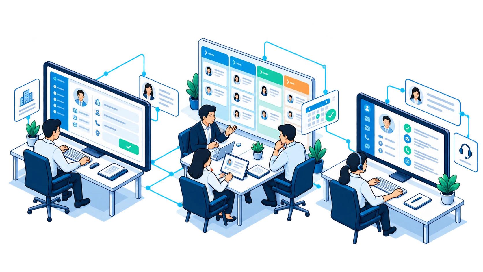 B2B CRM: company and contact capture, opportunity follow-up and customer service history
